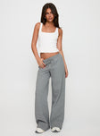 front view of model wearing Princess Polly All Day Straight Leg Sweatpants Grey Marle Low Rise Pants 