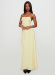 South Of France Sheer Maxi Dress Yellow Petite