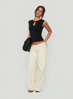 Picco Ultra Low Rise Wide Leg Jeans Creme