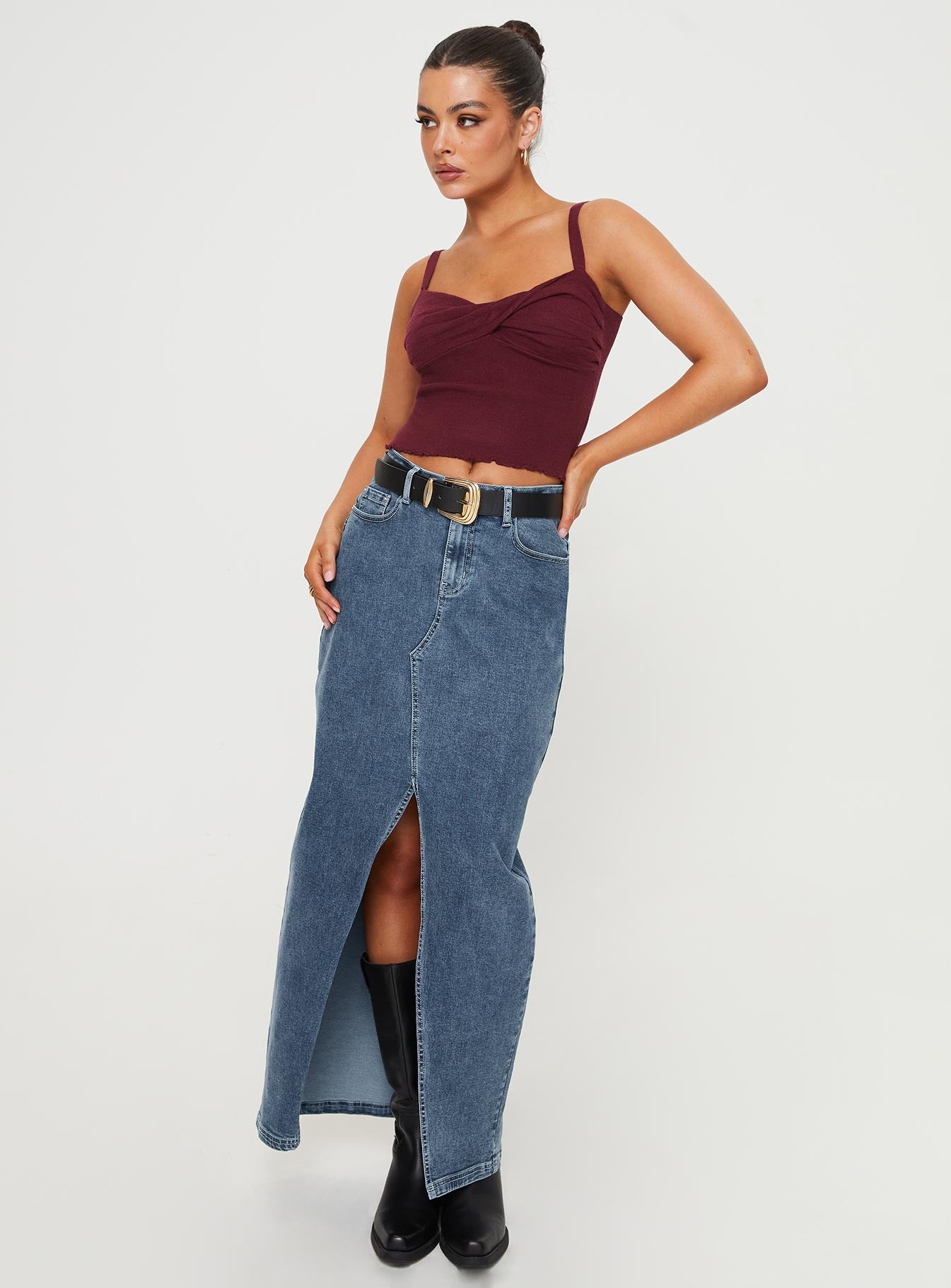 product Princess Polly Sleeveless Square Neck  Dalma Twist Top Wine