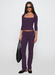 So American Rib 3/4 Sleeve Top Purple