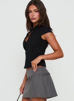 Kimiko Keyhole Cap Sleeve Top Black