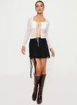 Long sleeve top  Lace material, double tie front fastening