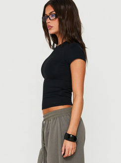 Daily Define High V-Ausschnitt Kurzarm-Top Schwarz