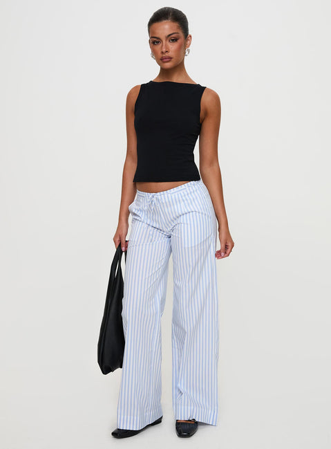 Collied Low Rise Pants Blue / White Stripe