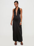 front view of model wearing Princess Polly Fortress Maxi Dress Black Plunger 