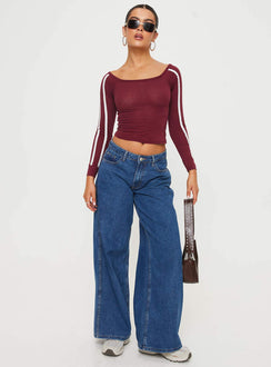 product Princess Polly Full Sleeves Square Neck  Gavya Top Adrenalin Red / White