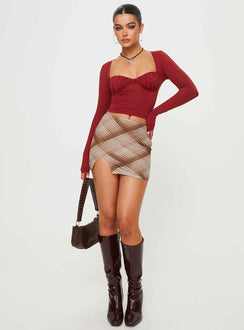 product Princess Polly Full Sleeves Scoop Neck  Candyce Long Sleeve Top Burgundy