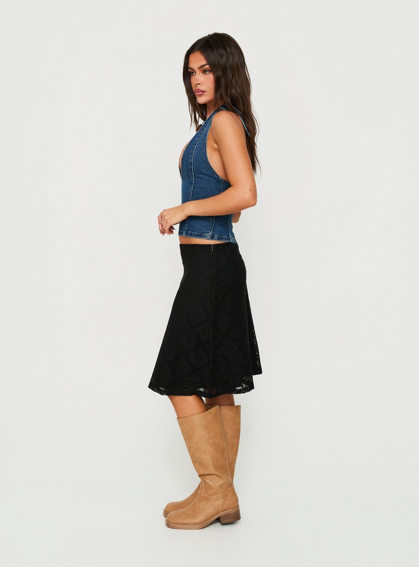 Laicey Lace Midi-Röcke Schwarz