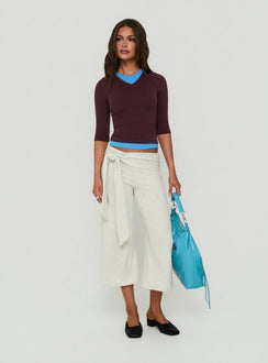 Allena Gaucho Shorts mit Bindedetail Grau Melange