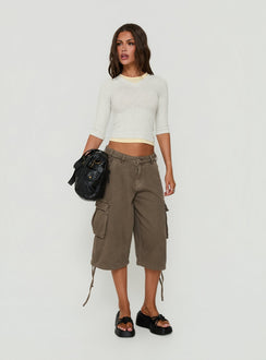 Briellah Layered 3/4 Sleeve Top Grey Marle / Yellow