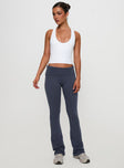 side view of model wearing Princess Polly Movement Yoga Pant Blue High Waisted Pants 