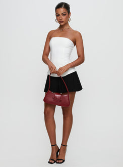 front view of model wearing Princess Polly Obsessed Strapless Mini Dress White Straight Neck 