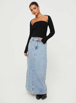 product Princess Polly Full Sleeves Square Neck  Siillato Knit Top Black