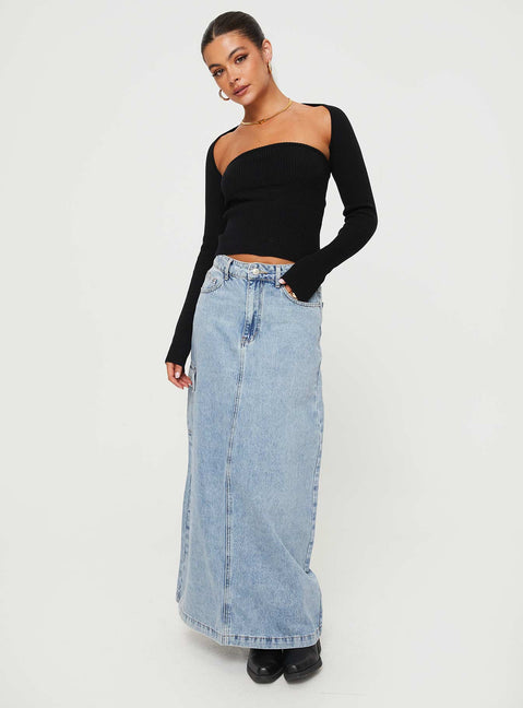 product Princess Polly Full Sleeves Square Neck  Siillato Knit Top Black