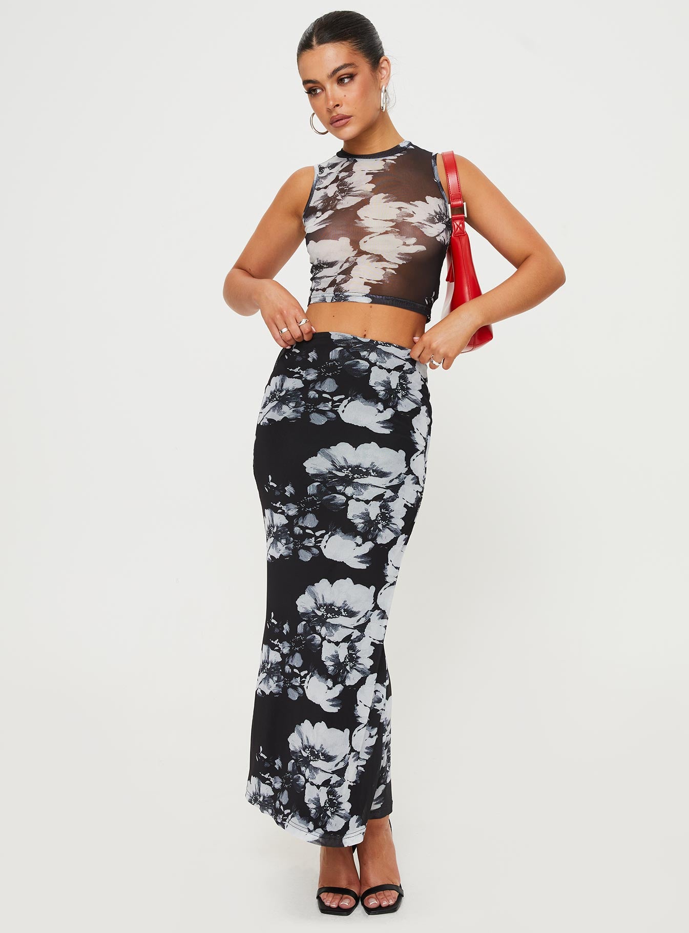 product Missed Out Mesh Midi Skirt Black Princess Polly  Maxi 