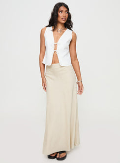   front view of model wearing Princess Polly All In Maxi Skirt Beige Maxi 