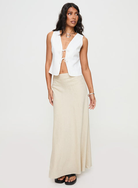   front view of model wearing Princess Polly All In Maxi Skirt Beige Maxi 