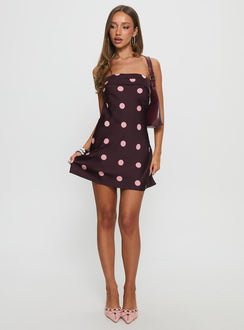 Phillipa Mini Dress Plum / Pink Polka Dot