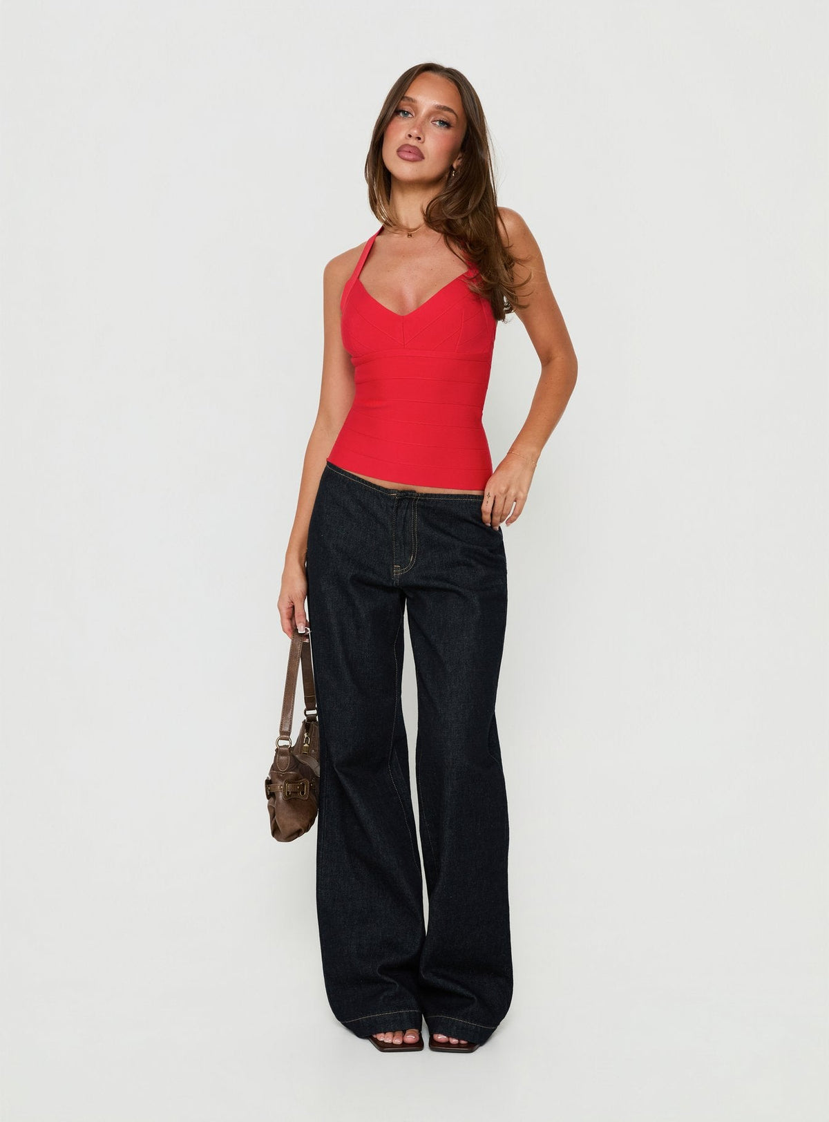 Sefina Neckholder-Top mit Bandage, Rot