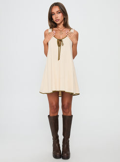 All My Loving Contrast Babydoll Mini Dress Cream