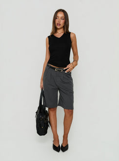 Charlea Fleece Tailored Longling Short Charcoal
