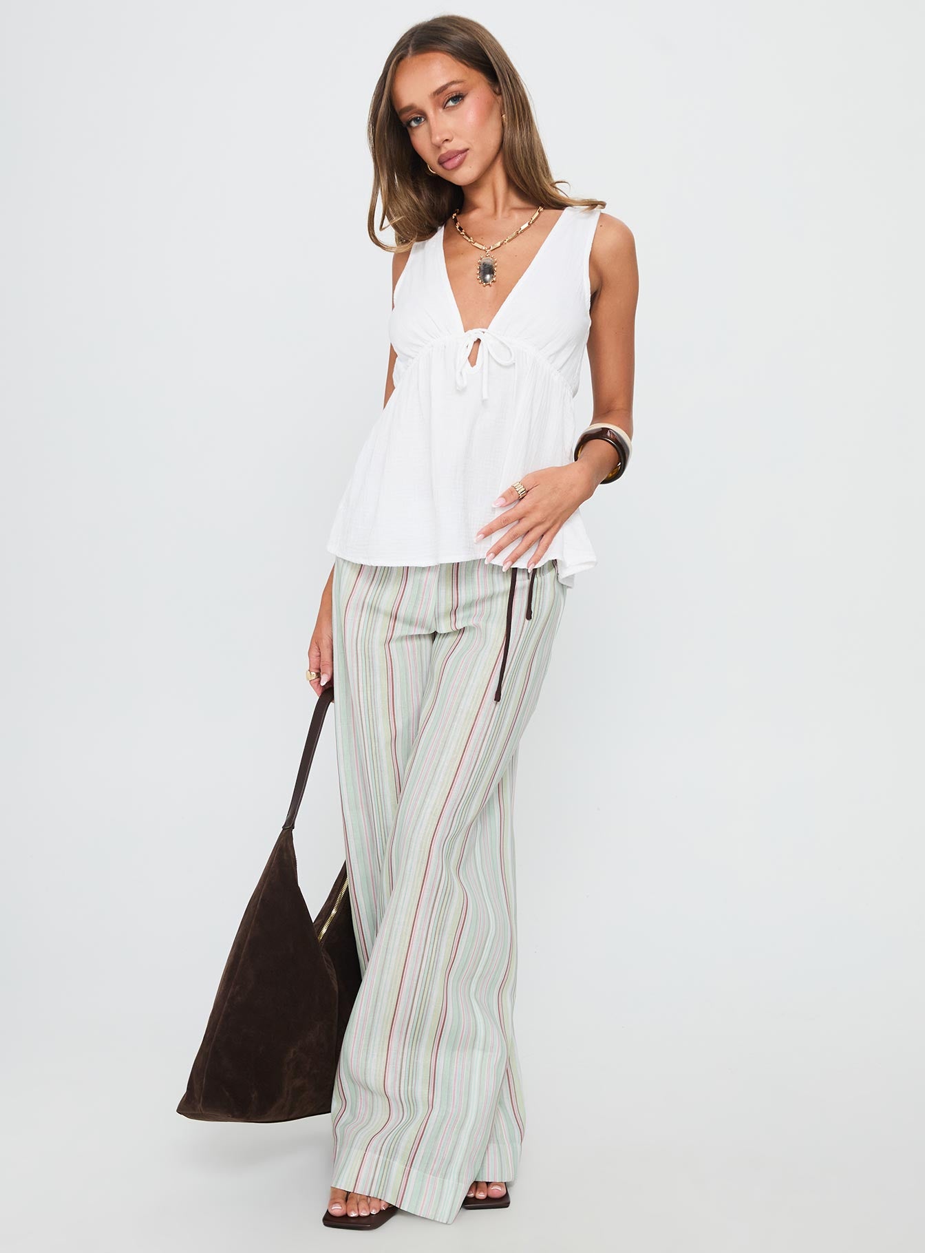 Dianna Babydoll Cami Top White