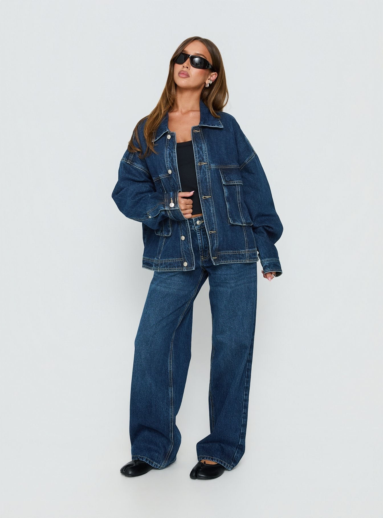 Kier Oversized Jeansjacke Dunkelblauer Waschung