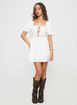 front view of model wearing Princess Polly Kreamy Mini Dress White Square Neck 