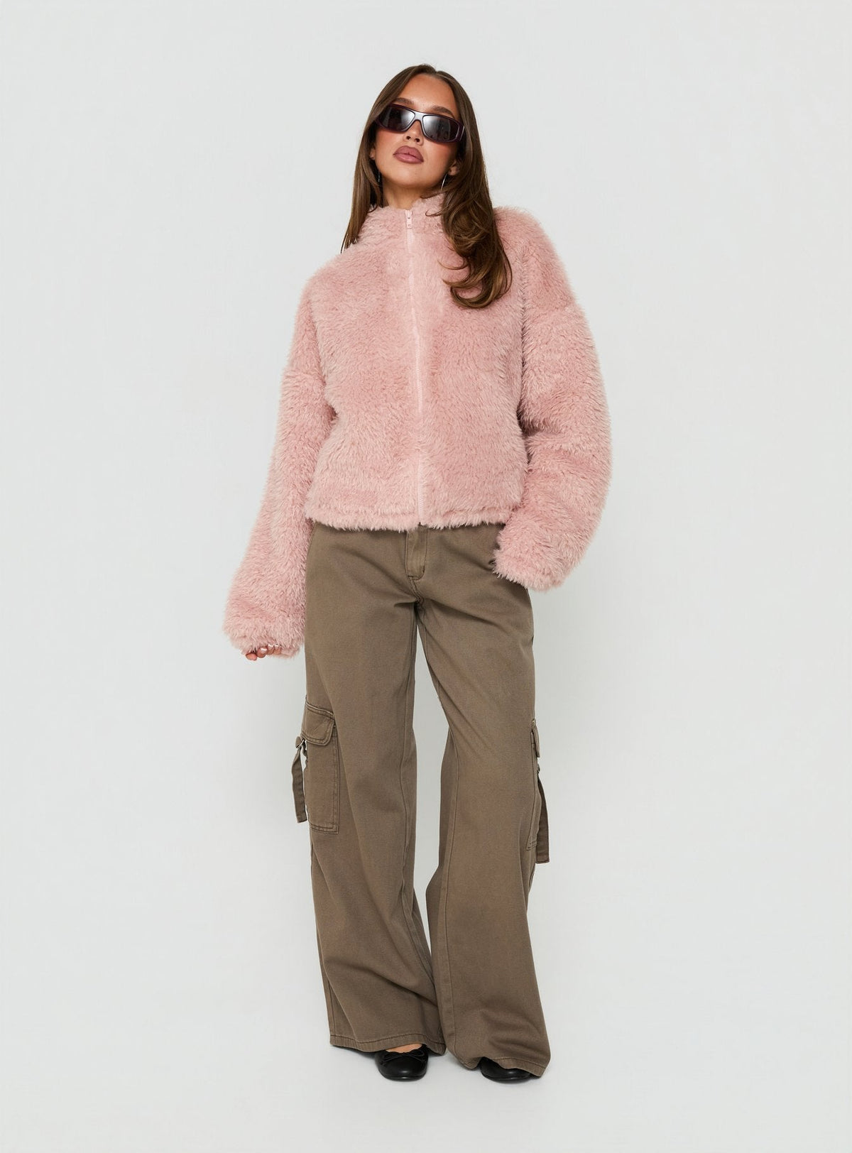Jordynn Fleece Zip Through Jacket Dusty Pink