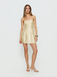 Cross Your Heart Strapless Mini Dress Lemon