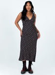 front view of model wearing Princess Polly Sariah Maxi Dress Black Petite V-Neck 