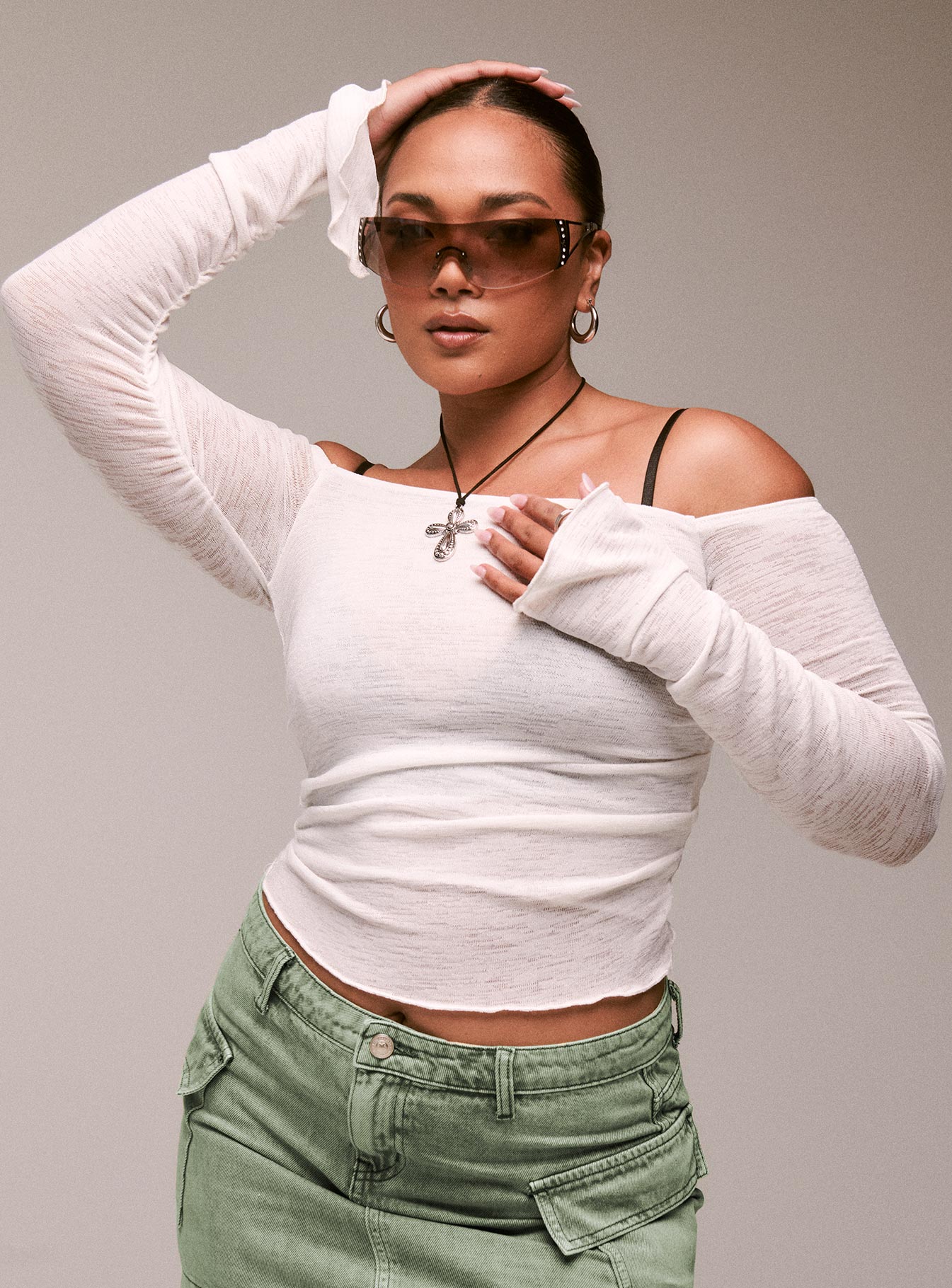 Ivory off the online shoulder top