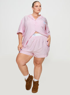 Early Riser Sleep Shorts Pink Stripe Curve