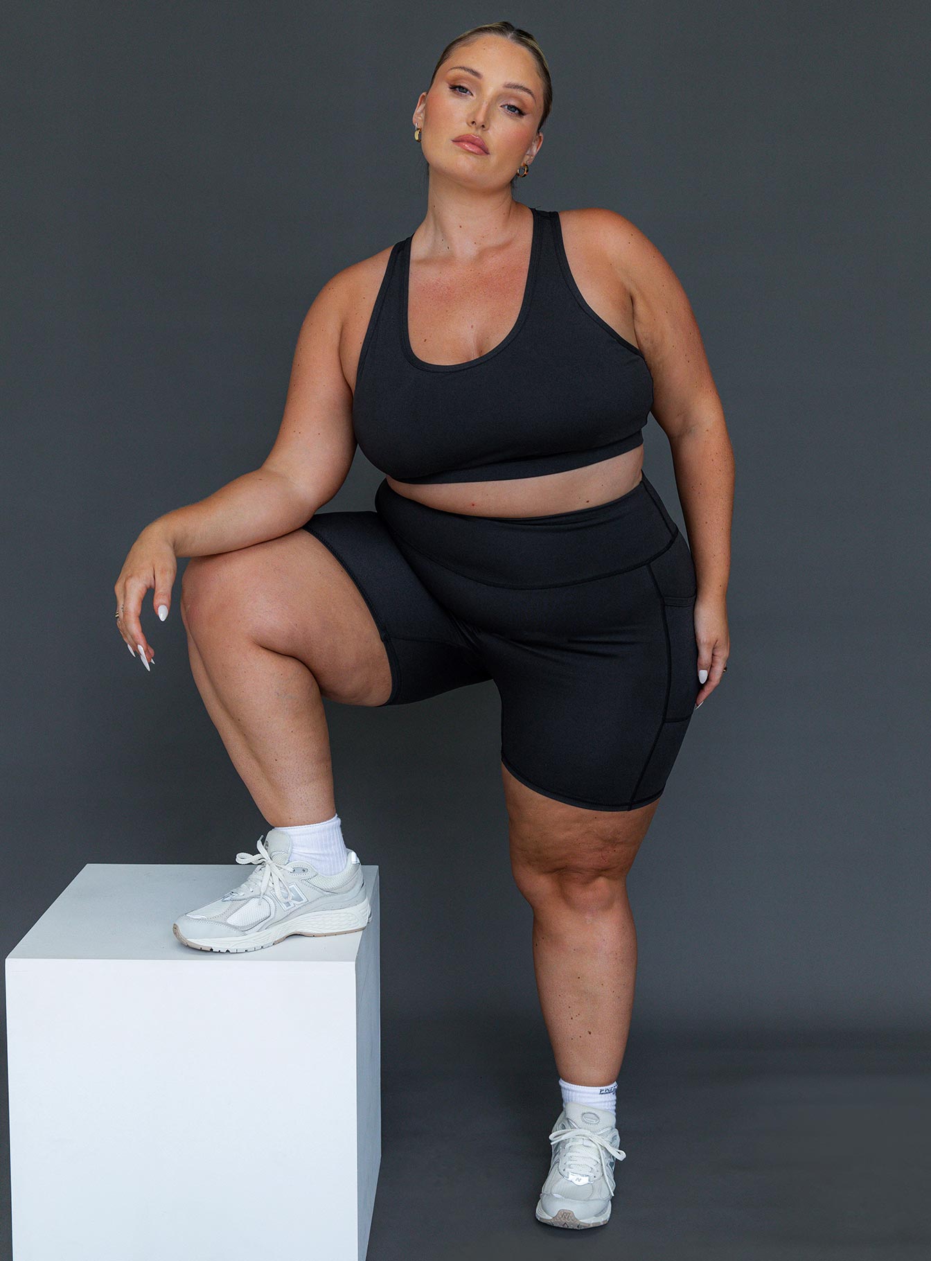 Black active shorts Featuring a high-waisted design & twin slip leg pockets