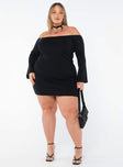 product Princess Polly High Neck  Parisa Long Sleeve Mini Dress Black Curve