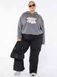 Princess Polly Hooded Sweatshirt Bubble Text Charcoal / Light Pink Curve Princess Polly  regular 