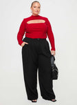 Cathey Long Sleeve Corset Top Red Curve