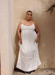 Front view of model wearing  front Princess Polly Square Neck  Milden Linen Blend Maxi Dress White Curve