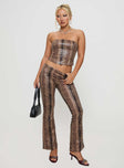 front view of model wearing Princess Polly Slither Pants Snake Print Low Rise Pants 