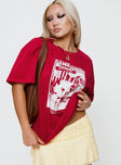 product Princess Polly Full Sleeves Crew Neck  Tickets Oversized Tee Red