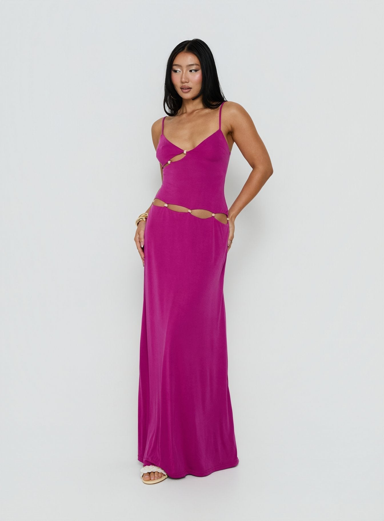 beaded maxi dress uk Elaine Chiffon Beaded Maxi Dress - Sky Blue