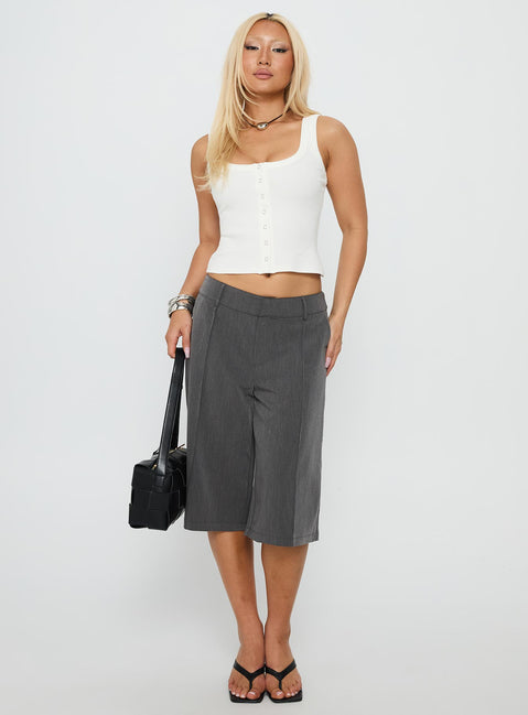 Baseline Button Front Rib Tank Top White