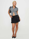   front view of model wearing Princess Polly Anubis Pleat Mini Skirt Black Mini Skirts 