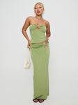 front view of model wearing Princess Polly Sun Chaser Strapless Top Green Sleeveless Sweetheart 