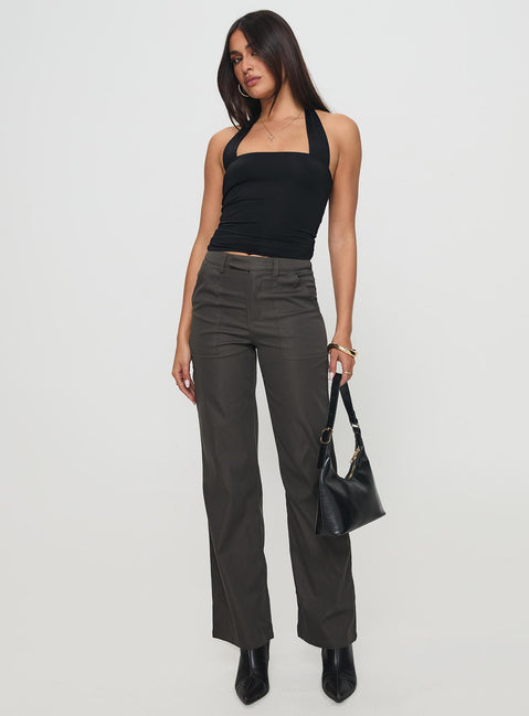 front view of model wearing Princess Polly Maylah Top Black Sleeveless Square Neck 