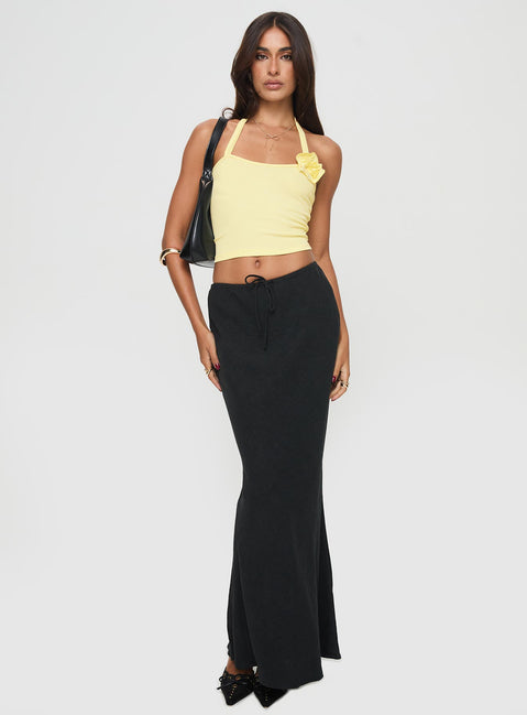 back view of model wearing Princess Polly Youve Got The Love Top Yellow Sleeveless Scoop Neck 