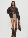 Jaxton Faux Leather Jacket Brown