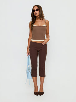Maeka Layered Jersey Vest Top Brown / Cream