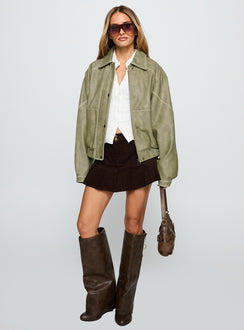 Jaxton Faux Leather Jacket Taupe